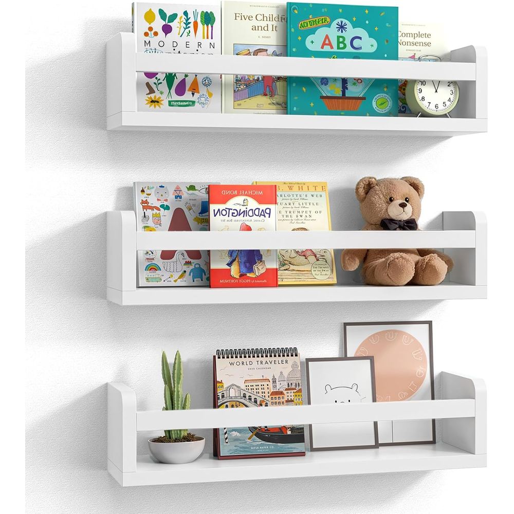 Baby Nursery Bookshelf - White Wooden Baby and Kids Bookshelf