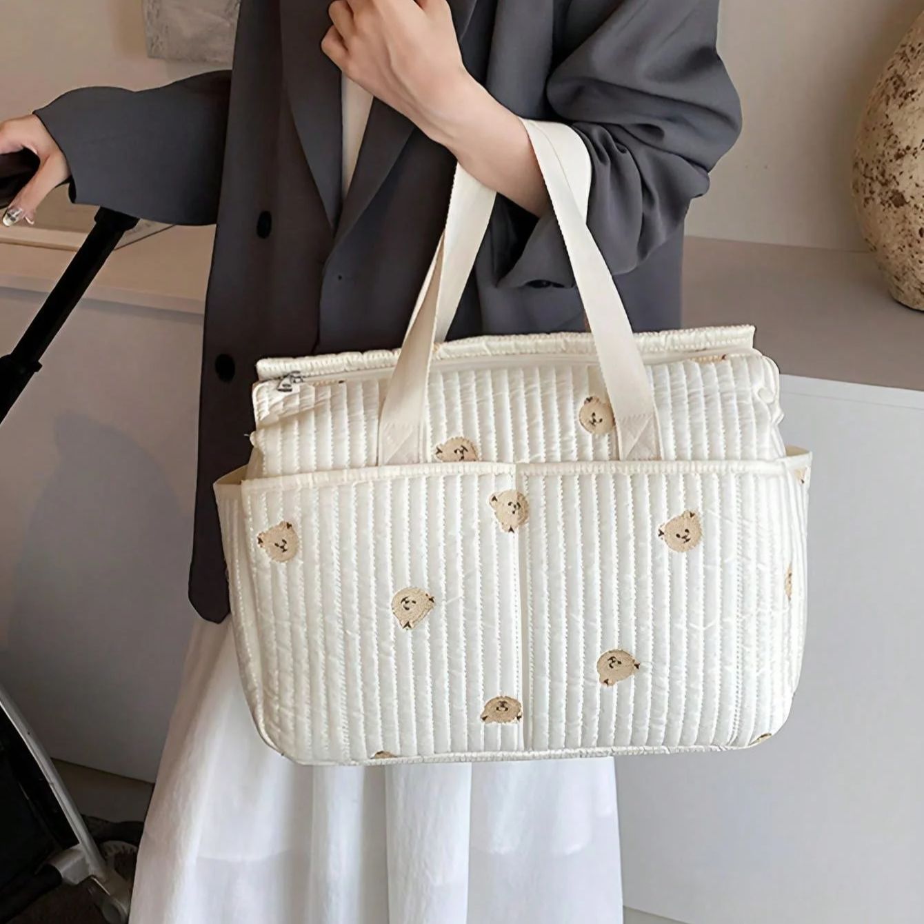 Baby Bag Nursery - New High-capacity Mummy Bag Embroidered Bear