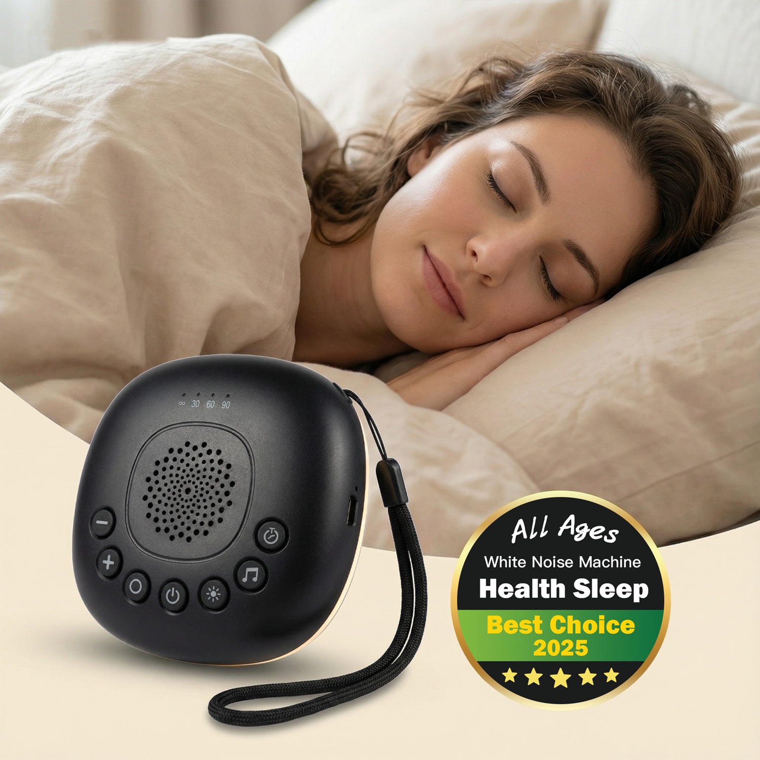 Baby Sound Machine White - Portable White Noise Machine 20 Sounds