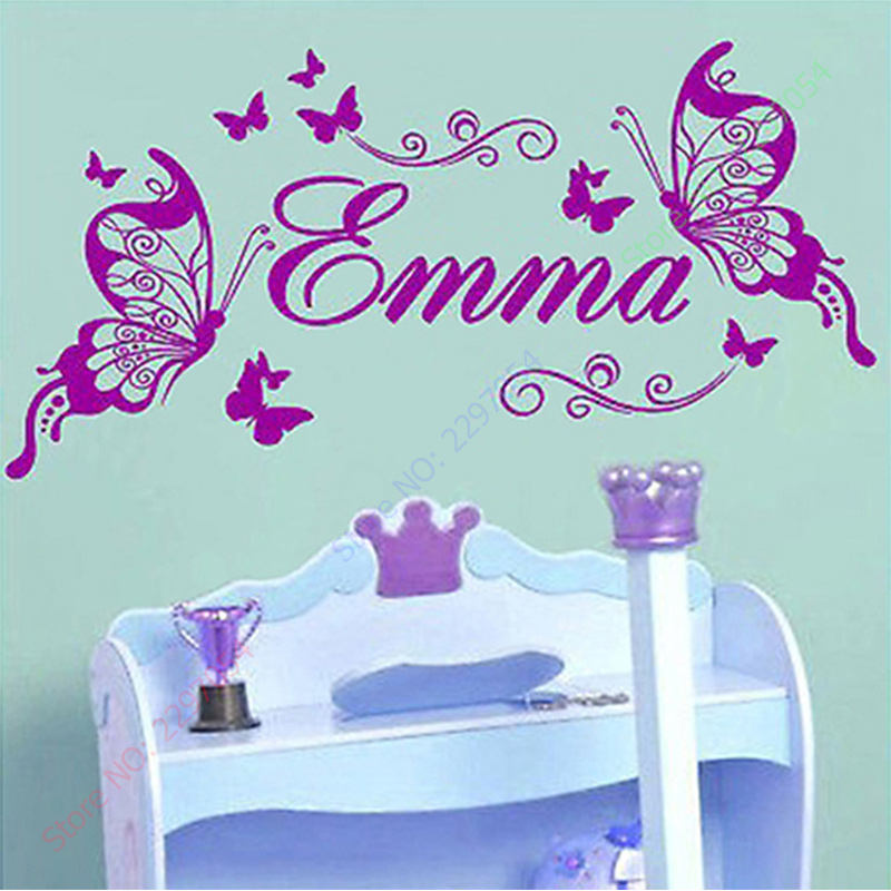 Baby Nursery Murals - Mới Bướm Cá Tính Tên Vinyl