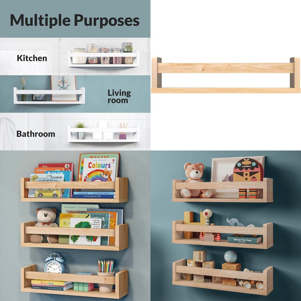 Baby Nursery Bookshelf - Nursery Book Shelves, Set o 3