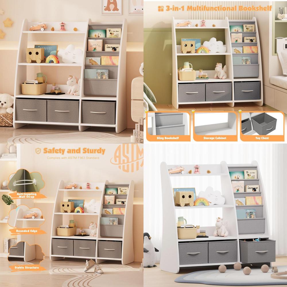 Baby Nursery Bookshelf - ES Kids Bookshel and Toy Storage