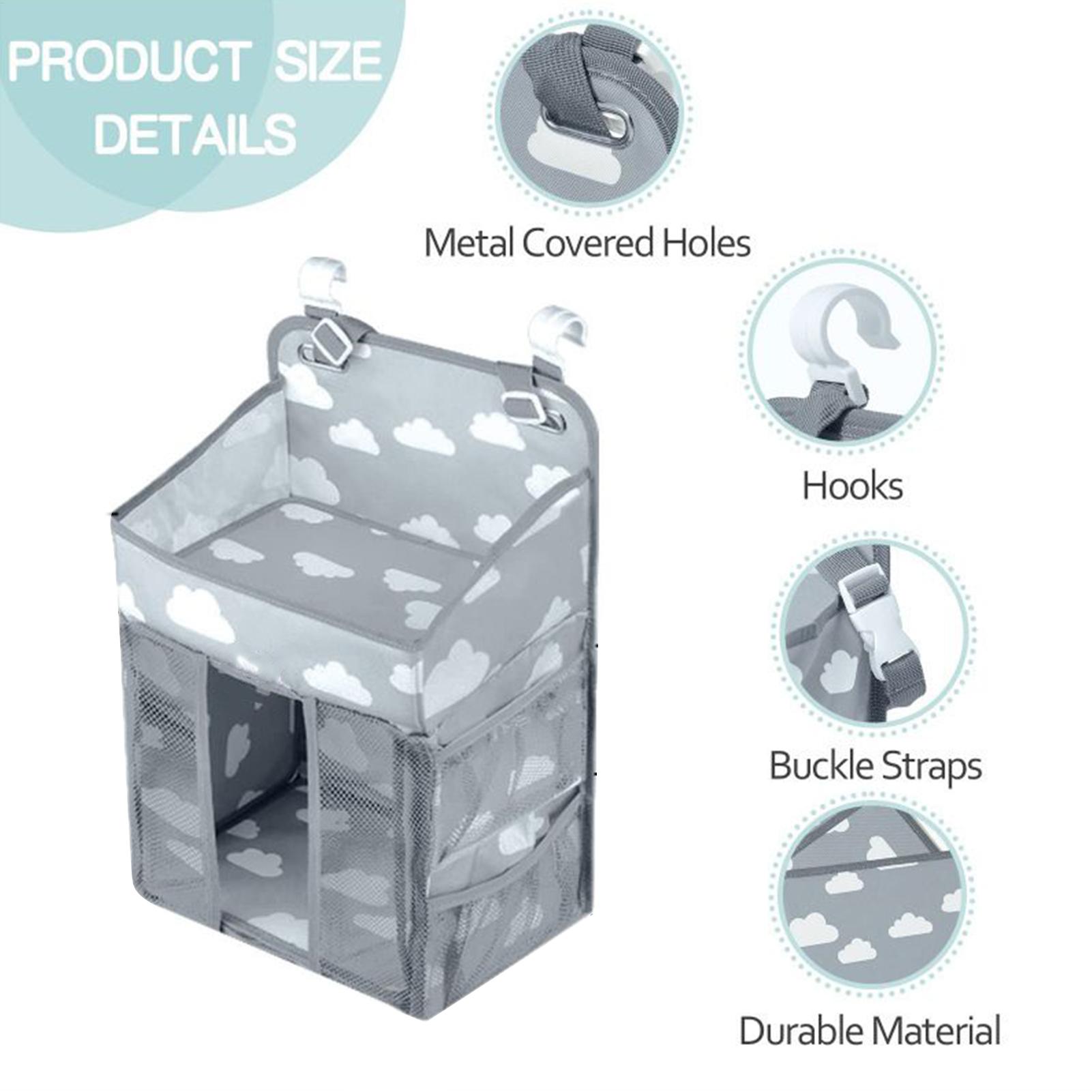 Baby Nursery Organizer - Crib Diaper Organizer Waterproof Adjustable Multi-Pocket