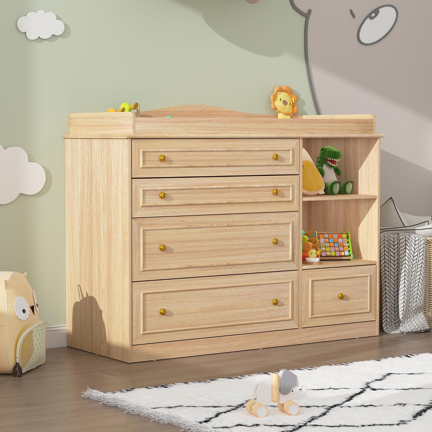 Baby Nursery Dresser - St.Mandyu Wood Changing Table Dresser, Baby