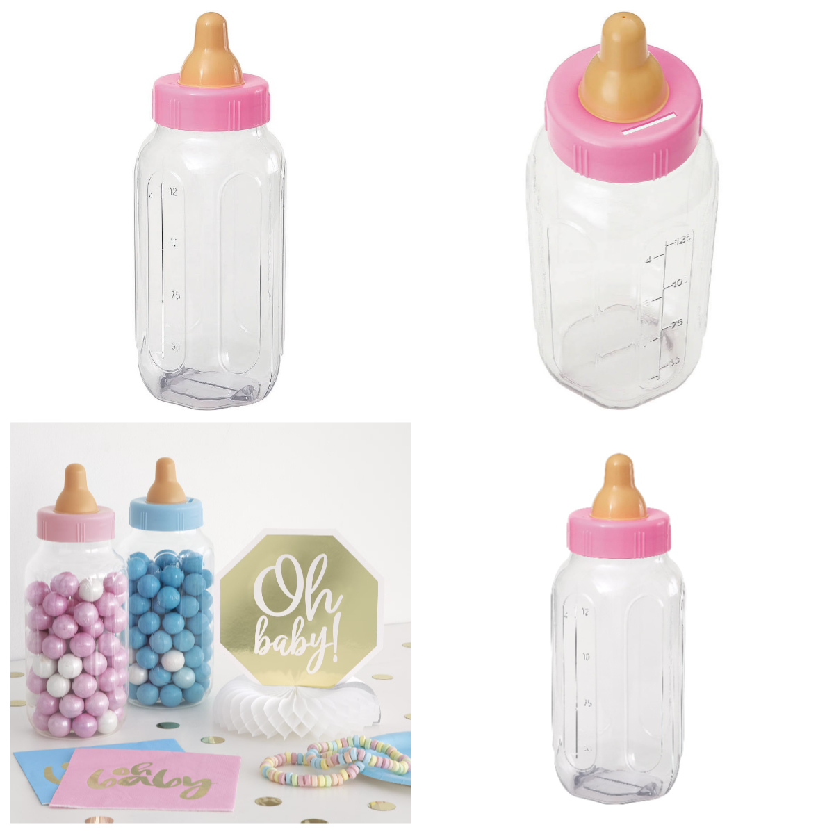 Baby Nursery Keepsake - 11 Inch Pink Plastic Baby Bottle