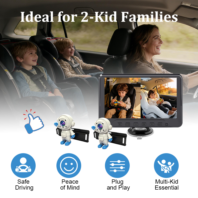 Baby Monitor Split Screen - Plug & Play Baby Car Camera