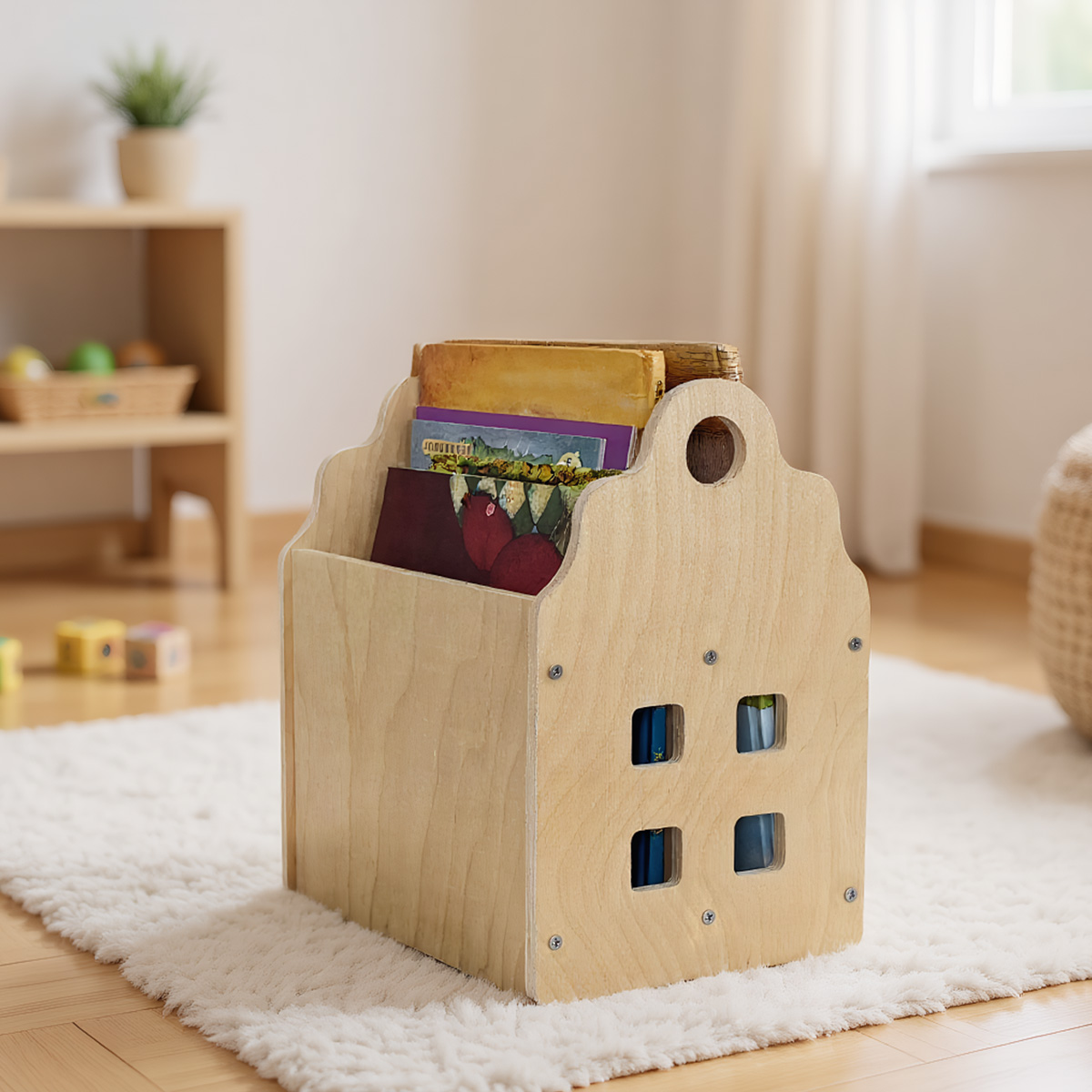 Baby Nursery Bookshelf - Toddler Bookshelf Double-Sided with 2 Tier