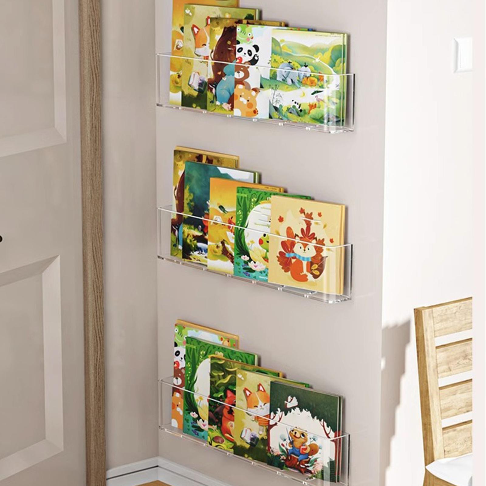 Baby Nursery Bookshelf - 3x Floating Book Shelves Classroom Kids