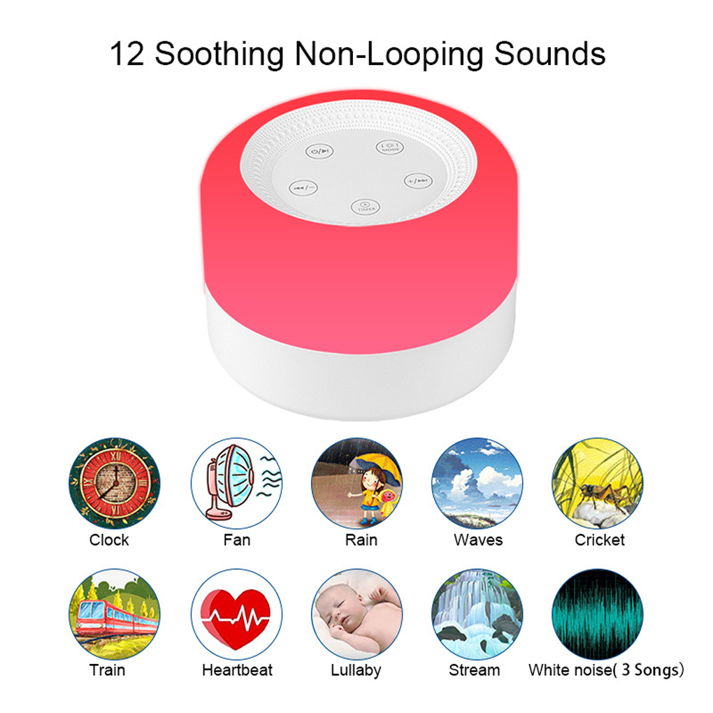 Baby Sound Machine White - Baby White Noise Machine Soother Adjustable