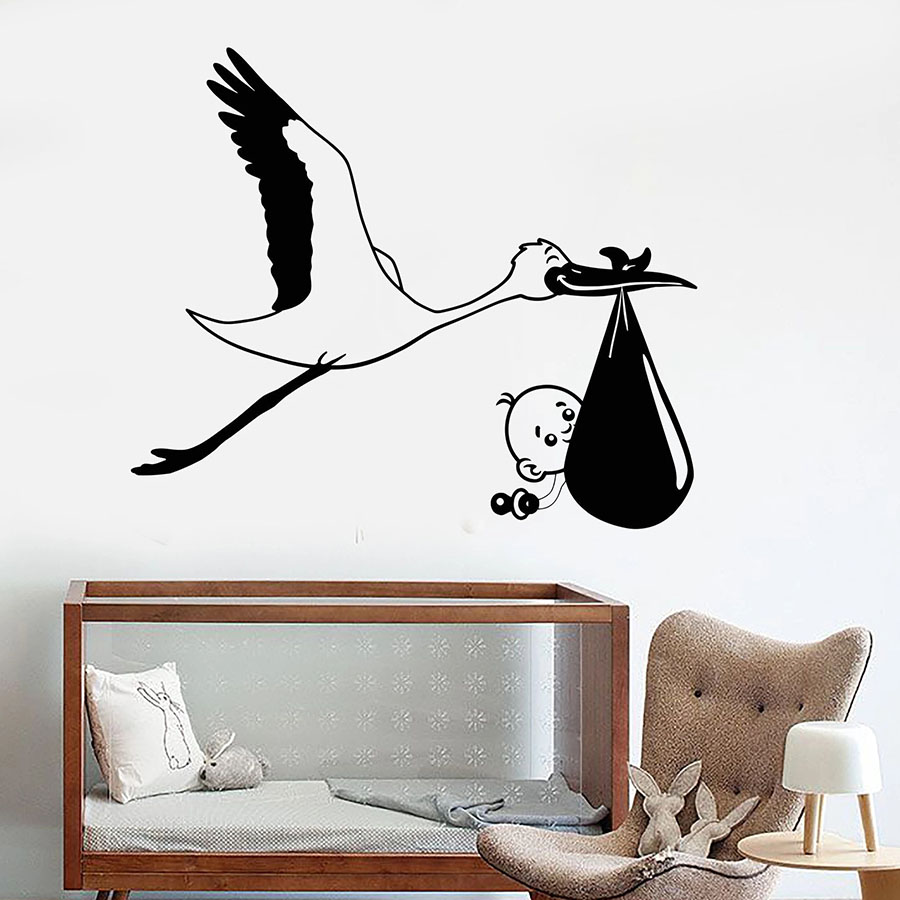 Baby Nursery Murals - Decal Dán tường Con Cò Bé