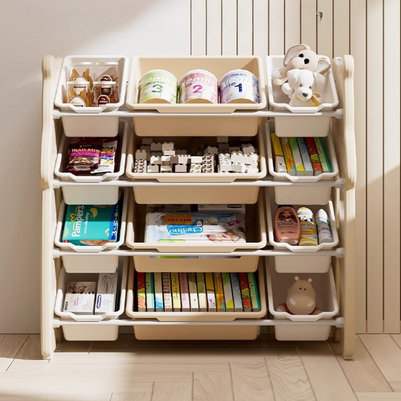 Baby Nursery Bookshelf - Floor-standing Kids Toy Organizer Multi-tier Playroom