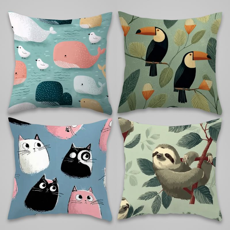Baby Nursery Bedding - 4 Piece Pillowcase Set Cute Animal