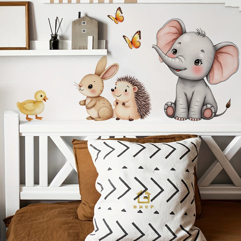 Baby Nursery Wallpaper - Cartoon Animal Wall Sticker - Elephant