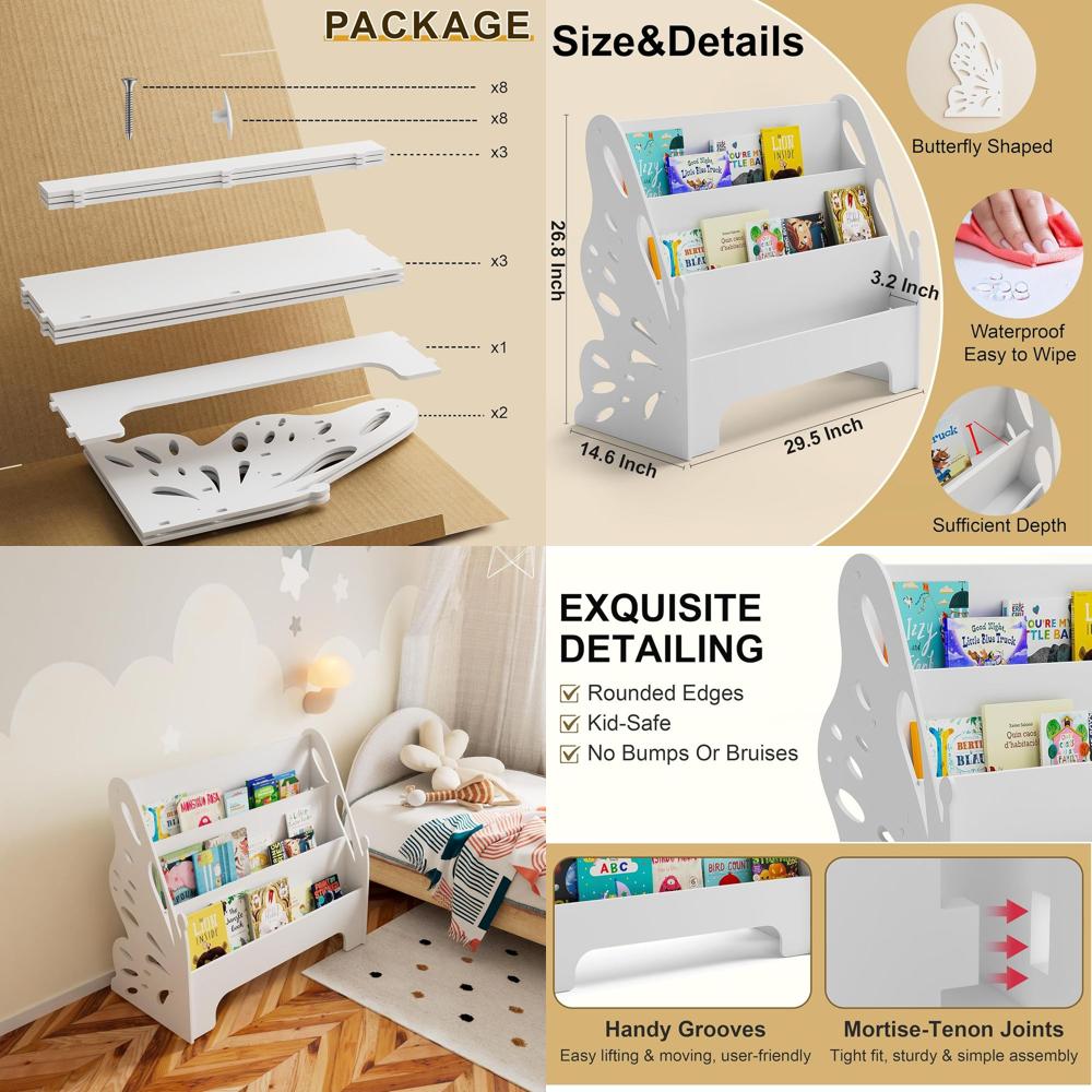 Baby Nursery Organizer - 3 Tier Kids Bookshel - Nursery