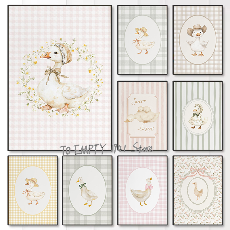 Baby Nursery Fabric - Silly Little Goose Nursery Duck Gingham
