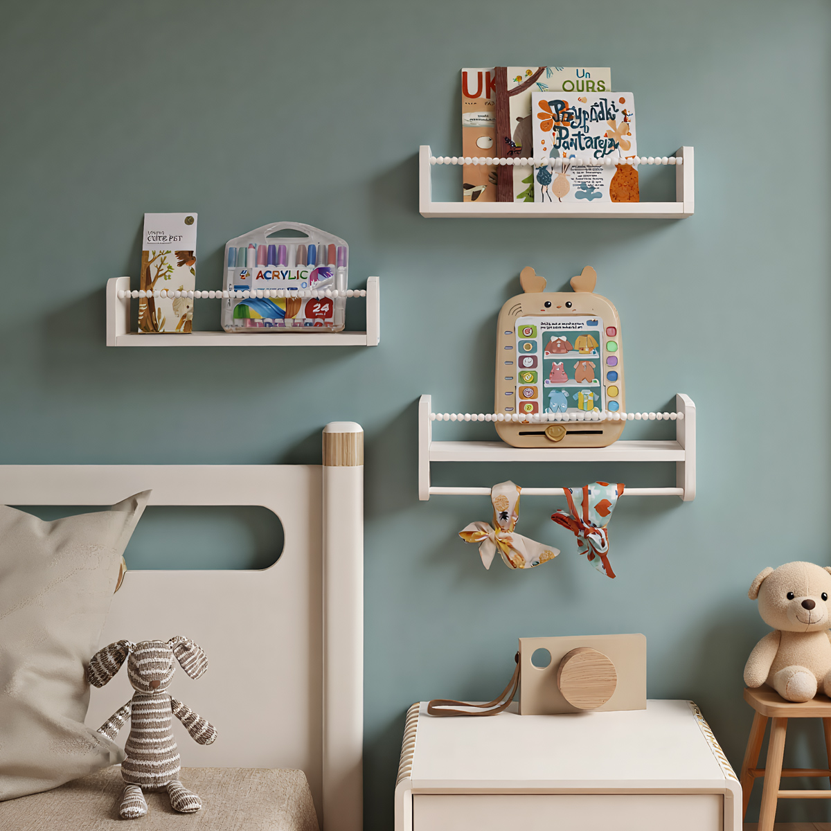 Baby Nursery Bookshelf - Floating Nursery Book Shelves for Wall,