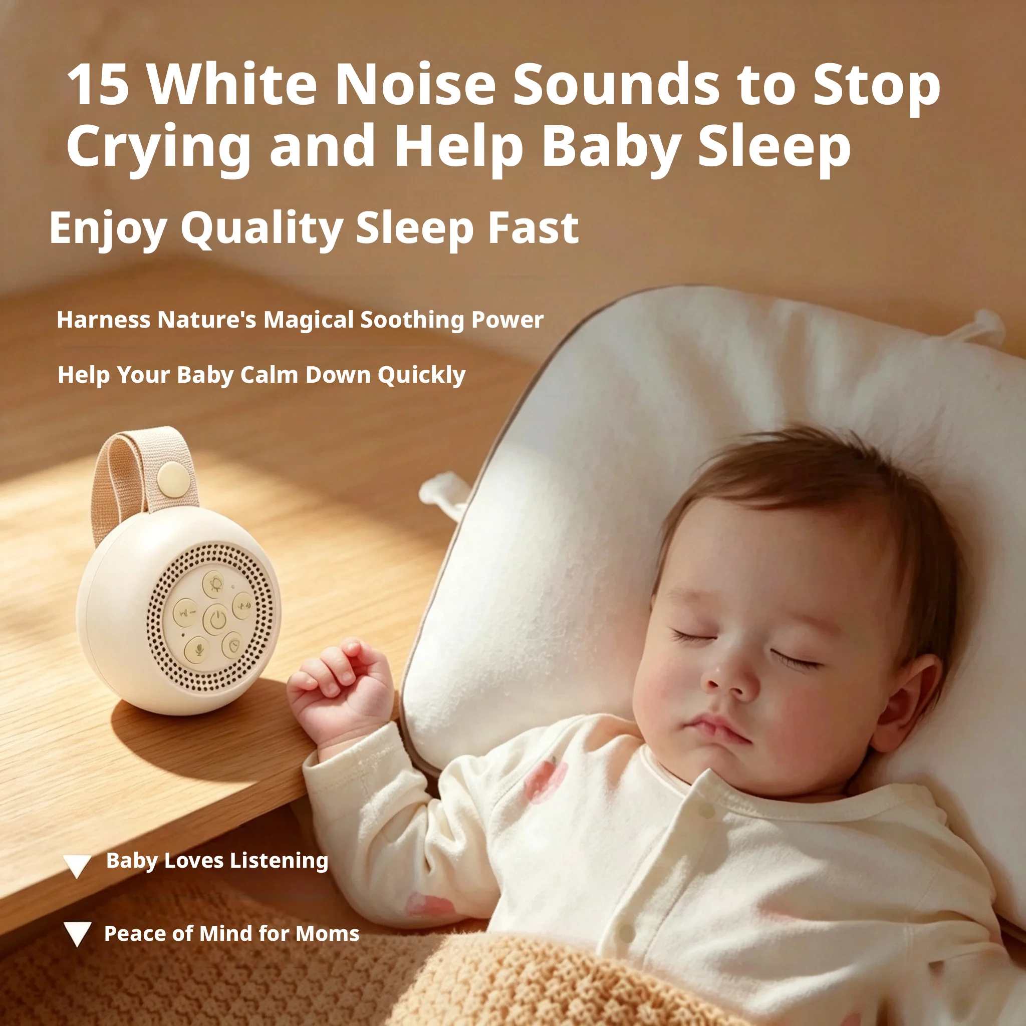 Baby Sound Machine White - Baby Sleep White Noise Machine Rechargeable