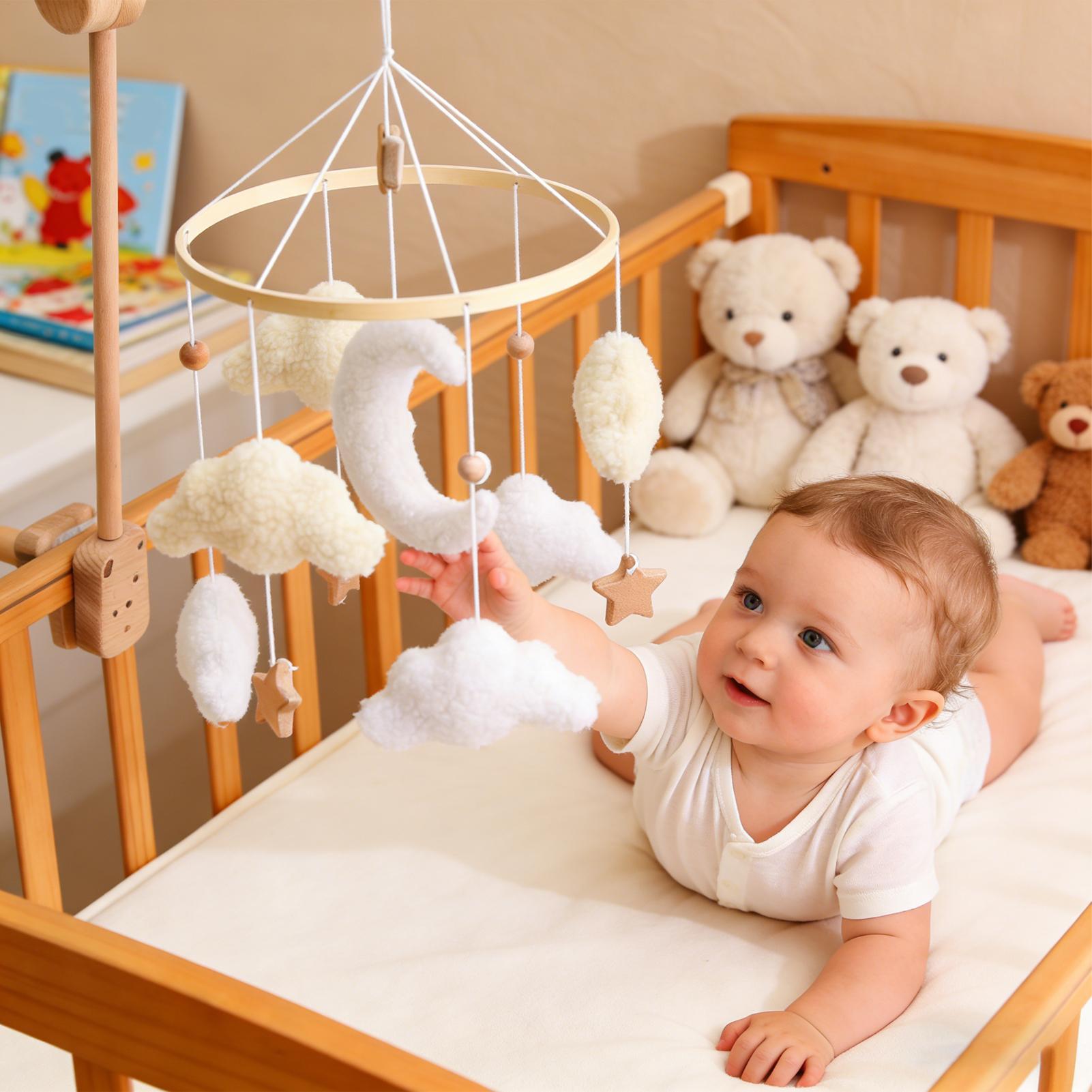 Baby Nursery Bedding - Wooden Crib Mobile Baby Bed Bell