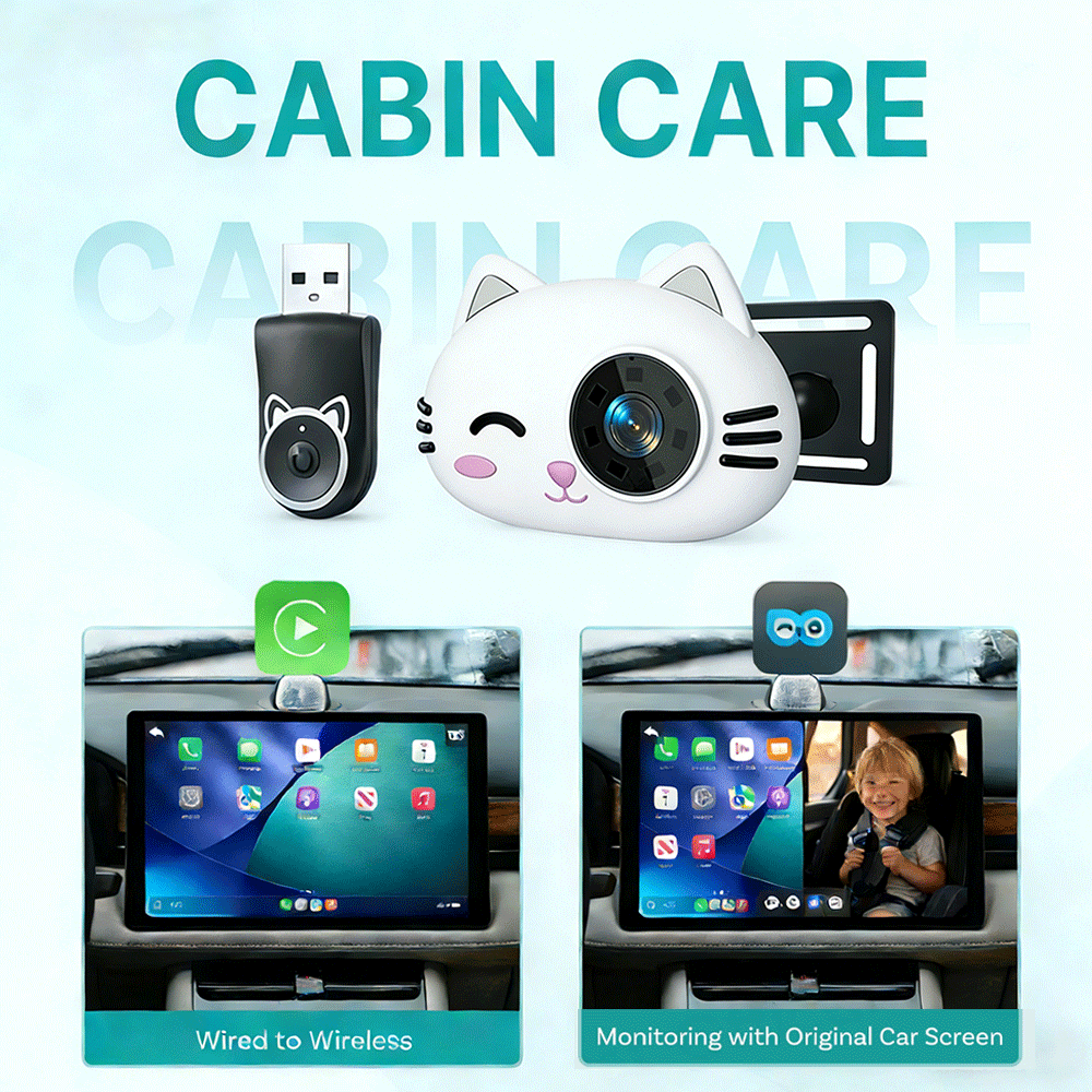 Baby Monitor Split Screen - Cabin Care Wireless CarPlay Adapter 1080P
