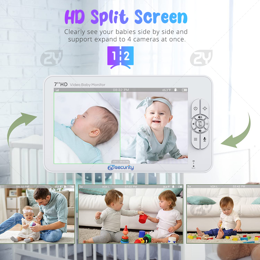 7.0 inch Video Baby Monitor HD - đánh giá và giá Baby Monitor Split Screen