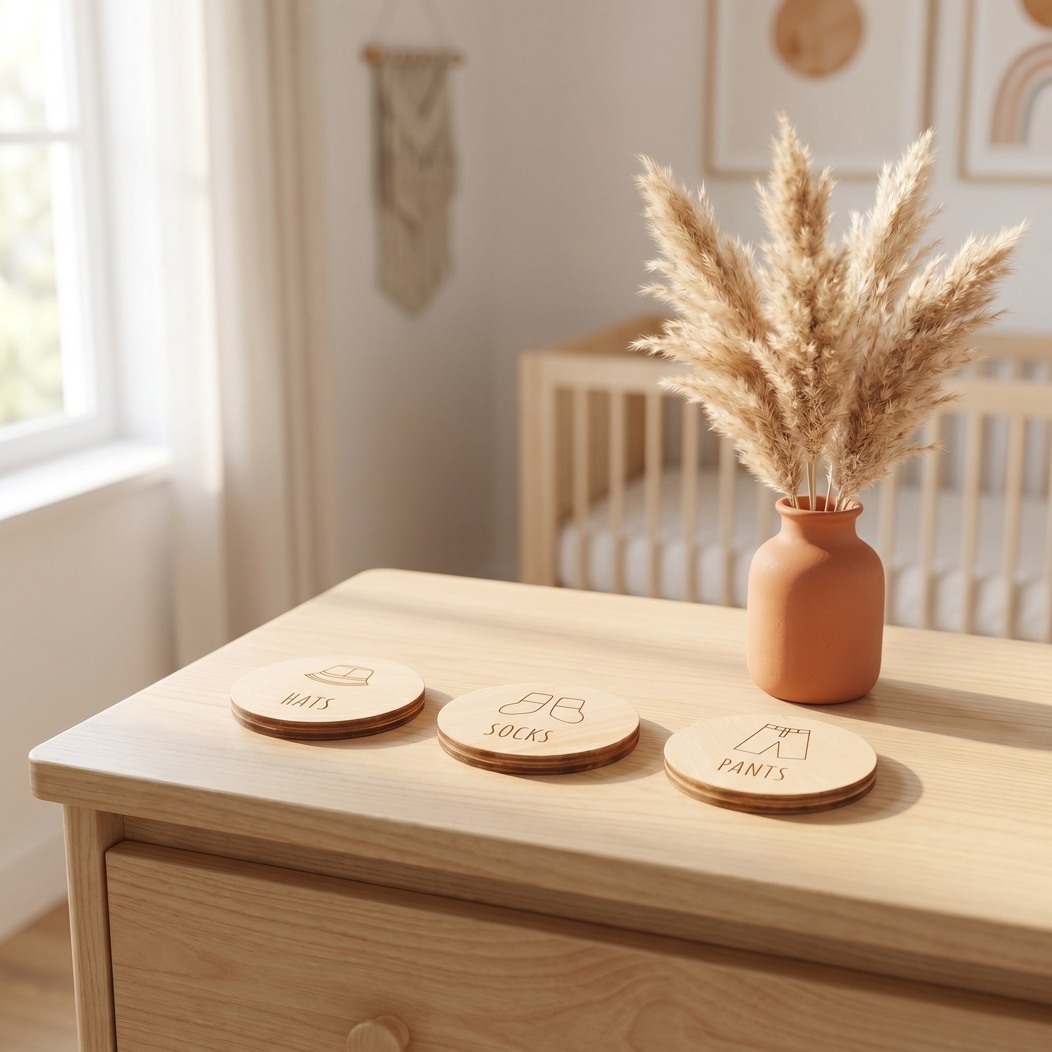 Round Wooden Nursery Labels Ba - đánh giá và giá Baby Nursery Dresser