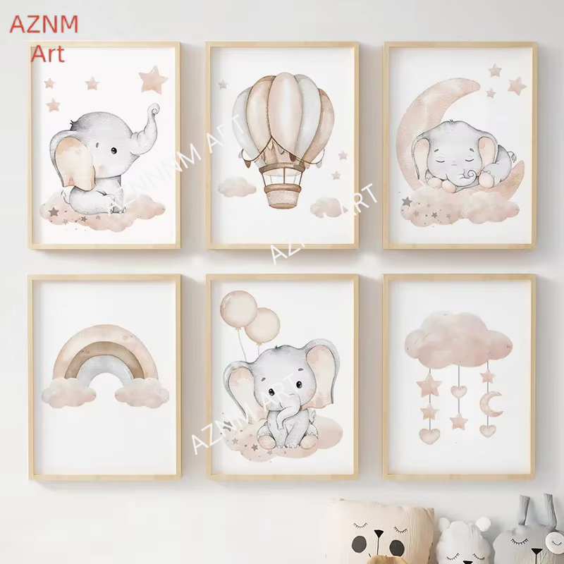 Elephant Balloon Rainbow Moon  - đánh giá và giá Baby Nursery Fabric