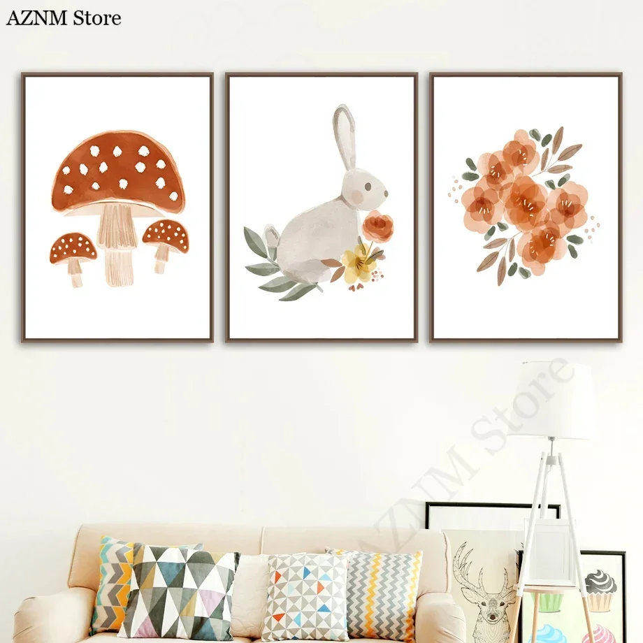 Watercolor Flower Rabbit Bird  - đánh giá và giá Baby Nursery Murals