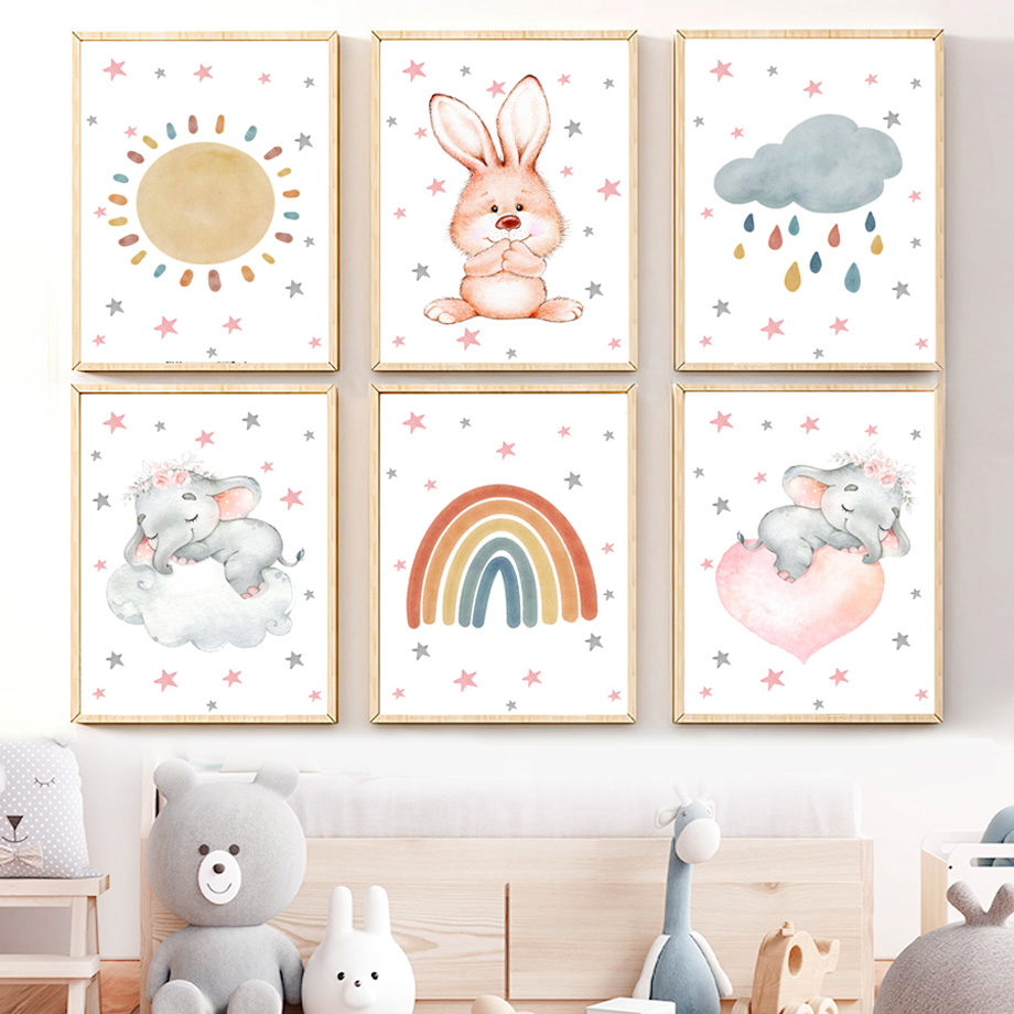 Watercolor Nursery Wall Art Mu - đánh giá và giá Baby Nursery Murals