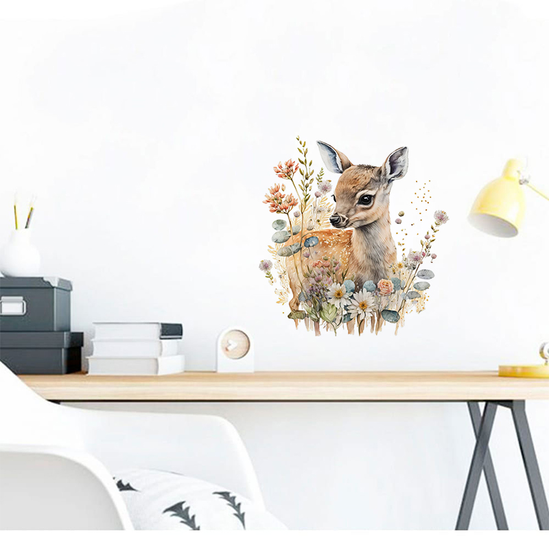 C400#Cute Deer Wall Sticker Ki - đánh giá và giá Baby Nursery Wallpaper