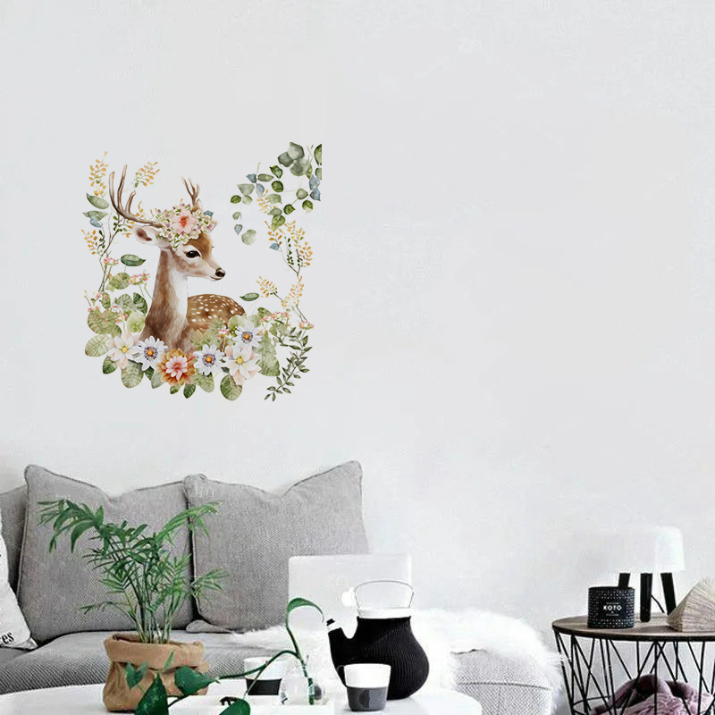 C400#Cute Deer Wall Sticker Ki - đánh giá và giá Baby Nursery Wallpaper