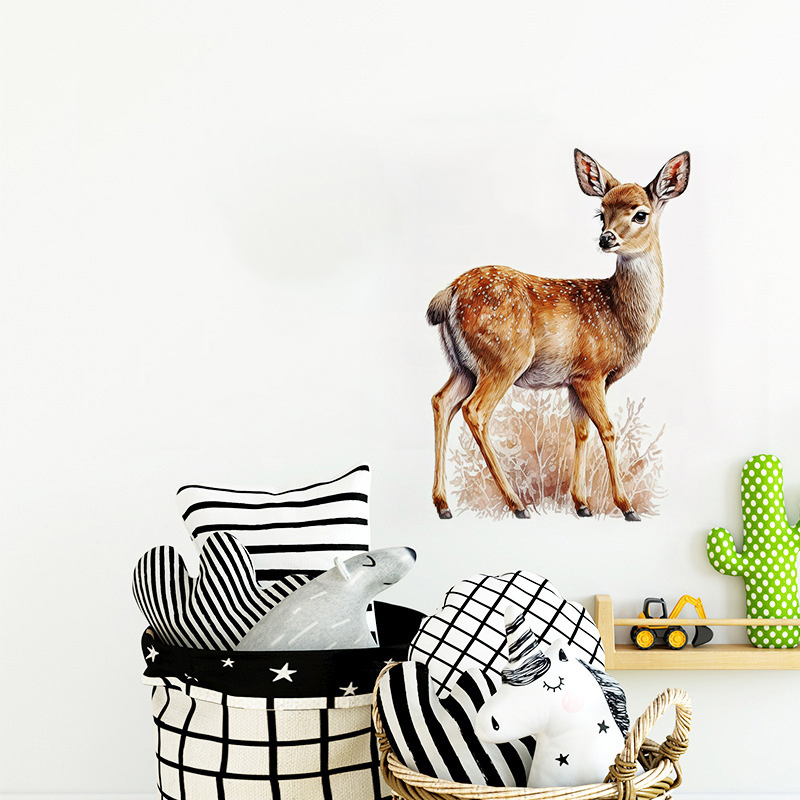 C400#Cute Deer Wall Sticker Ki - đánh giá và giá Baby Nursery Wallpaper
