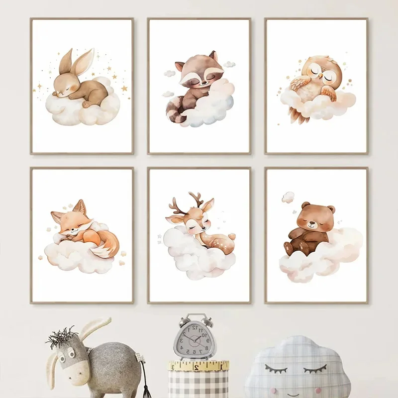Cartoon Cloud Animal Canvas Pa - đánh giá và giá Baby Nursery Murals