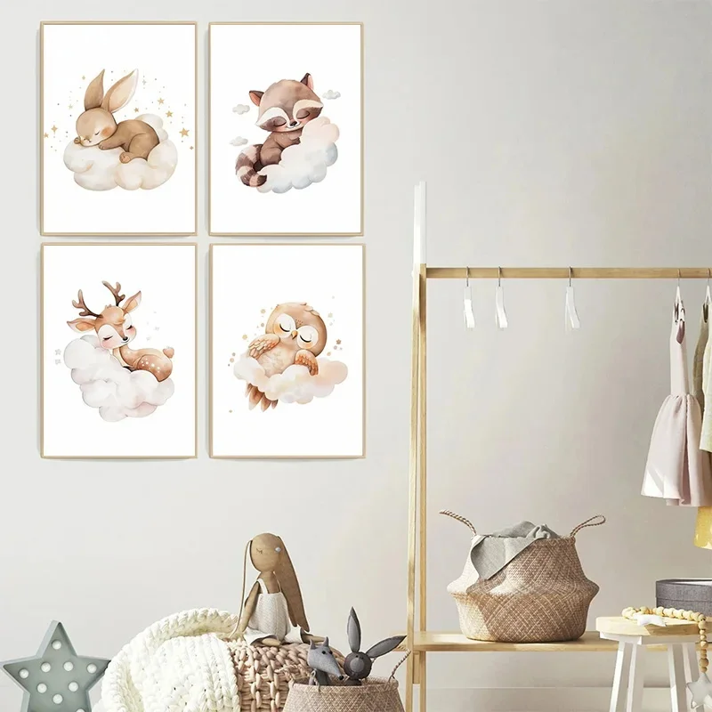 Cartoon Cloud Animal Canvas Pa - đánh giá và giá Baby Nursery Murals