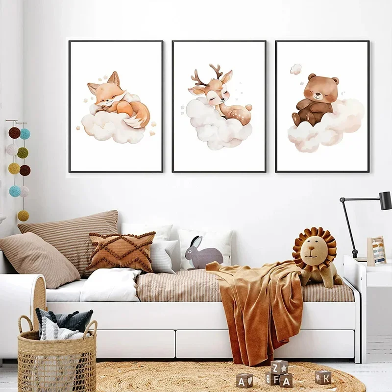Cartoon Cloud Animal Canvas Pa - đánh giá và giá Baby Nursery Murals