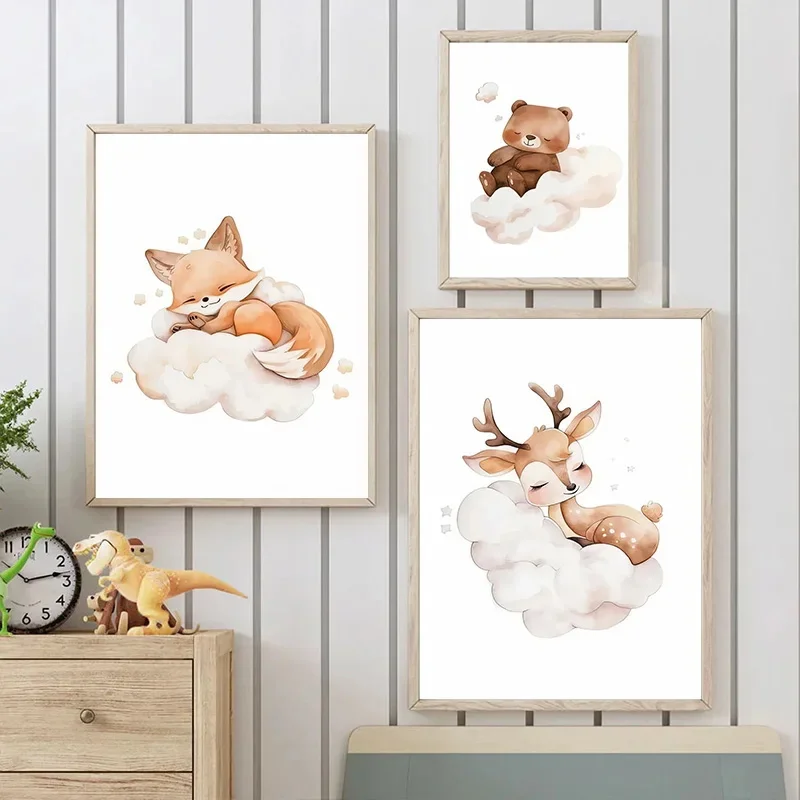 Cartoon Cloud Animal Canvas Pa - đánh giá và giá Baby Nursery Murals