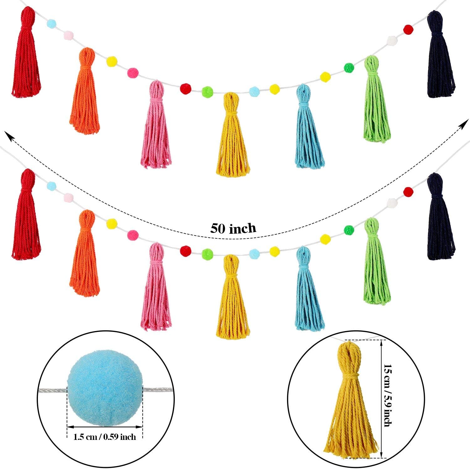 3 Pcs Colorful Rainbow Boho Ta - đánh giá và giá Baby Nursery Fabric