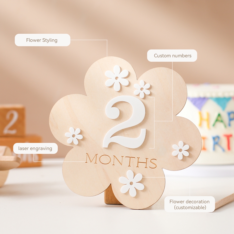 Wooden Baby Flower Shape Miles - đánh giá và giá Milestone Card Set