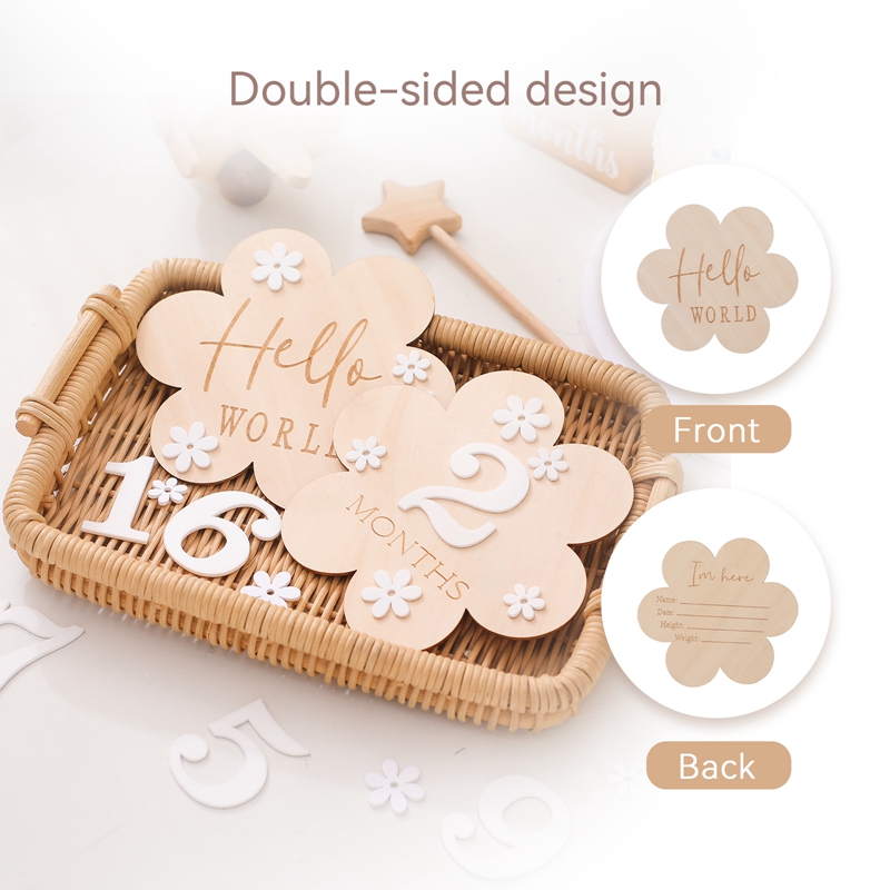 Wooden Baby Flower Shape Miles - đánh giá và giá Milestone Card Set