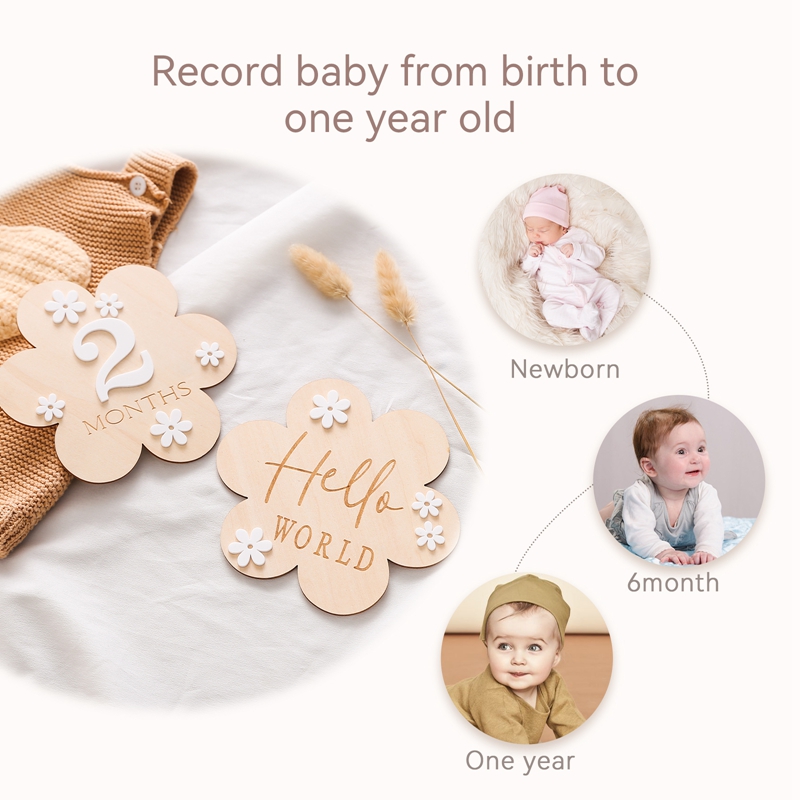 Wooden Baby Flower Shape Miles - đánh giá và giá Milestone Card Set