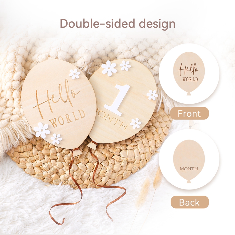 2Pcs Baby Wooden Balloon Miles - đánh giá và giá Milestone Card Set