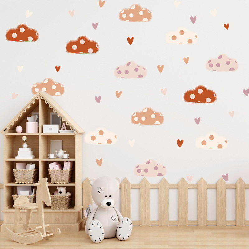 Boho Style Clouds Heart Shape  - đánh giá và giá Baby Nursery Murals