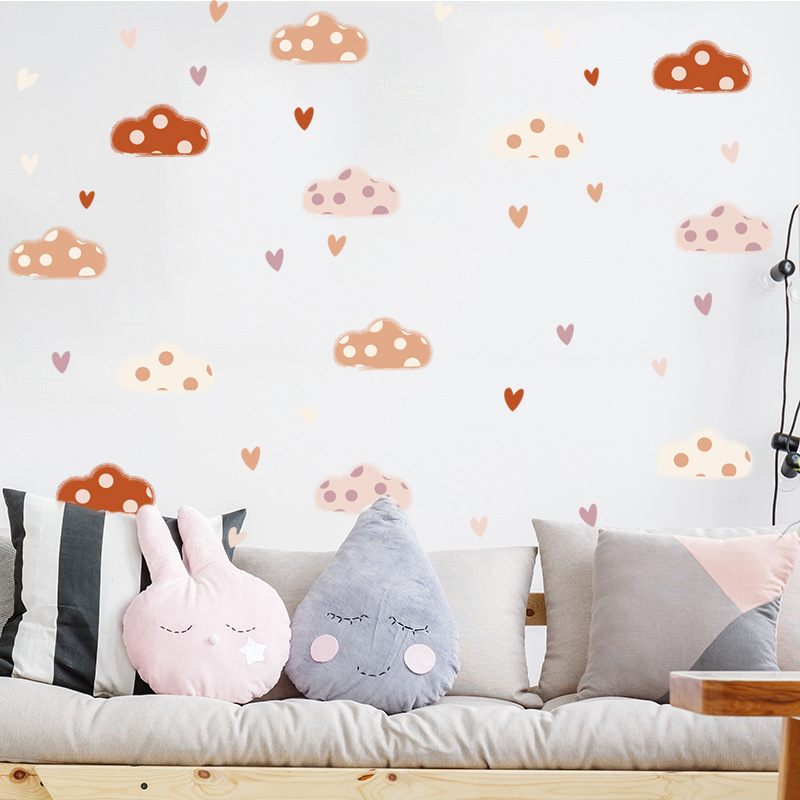 Boho Style Clouds Heart Shape  - đánh giá và giá Baby Nursery Murals