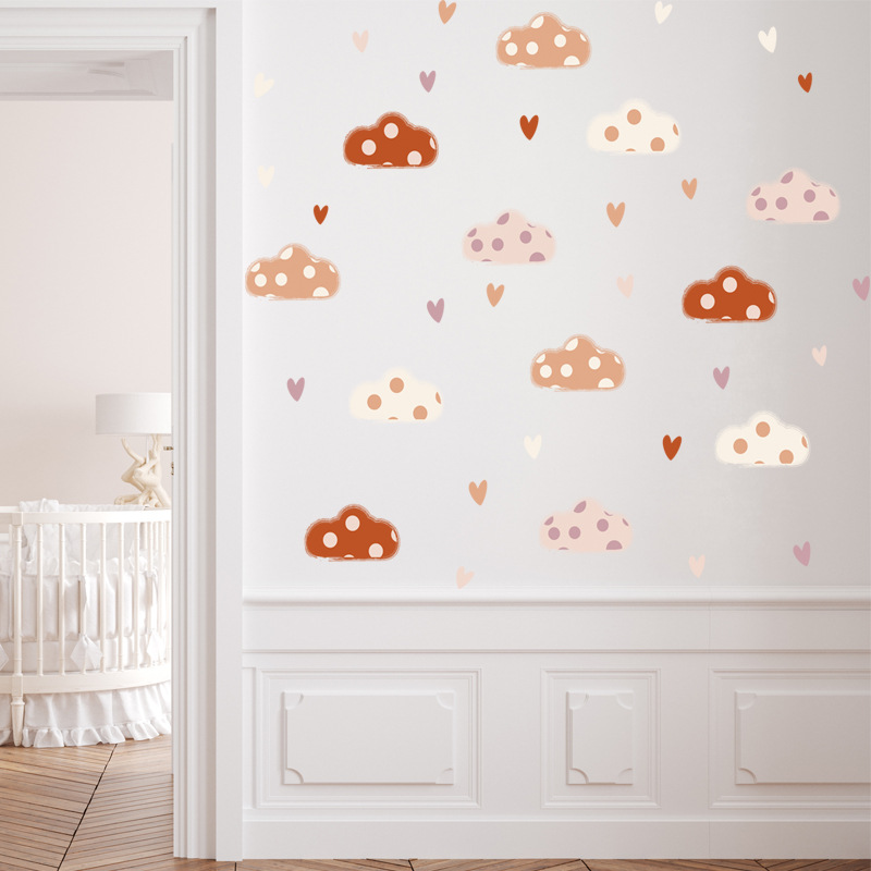 Boho Style Clouds Heart Shape  - đánh giá và giá Baby Nursery Murals