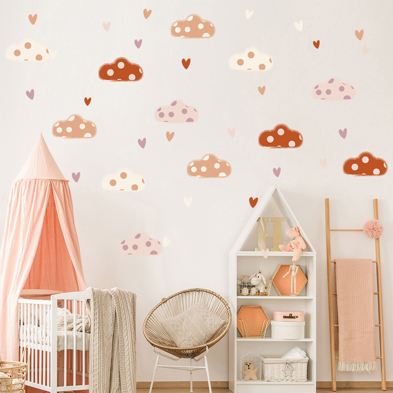 Boho Style Clouds Heart Shape  - đánh giá và giá Baby Nursery Murals
