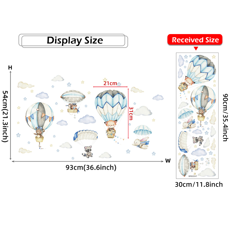 Cartoon Cute Animals Hot Air B - đánh giá và giá Baby Nursery Wallpaper