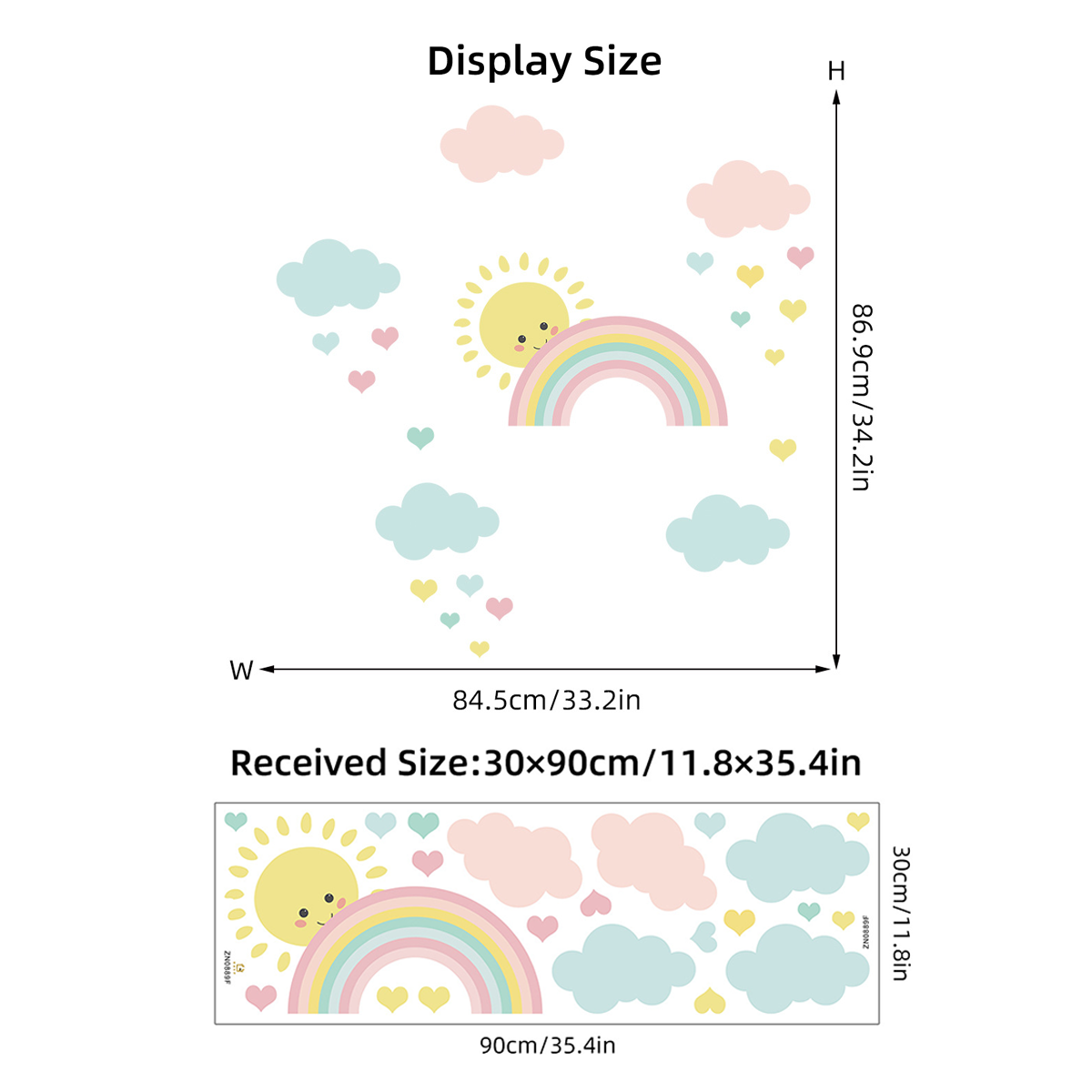 Cartoon Sun Rainbow Clouds Wal - đánh giá và giá Baby Nursery Murals