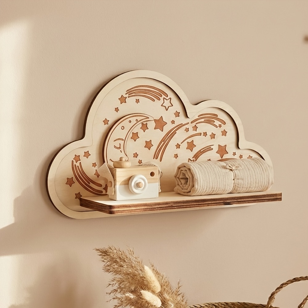 Wooden Cloud Wall Shelf Star M - đánh giá và giá Baby Nursery Hooks