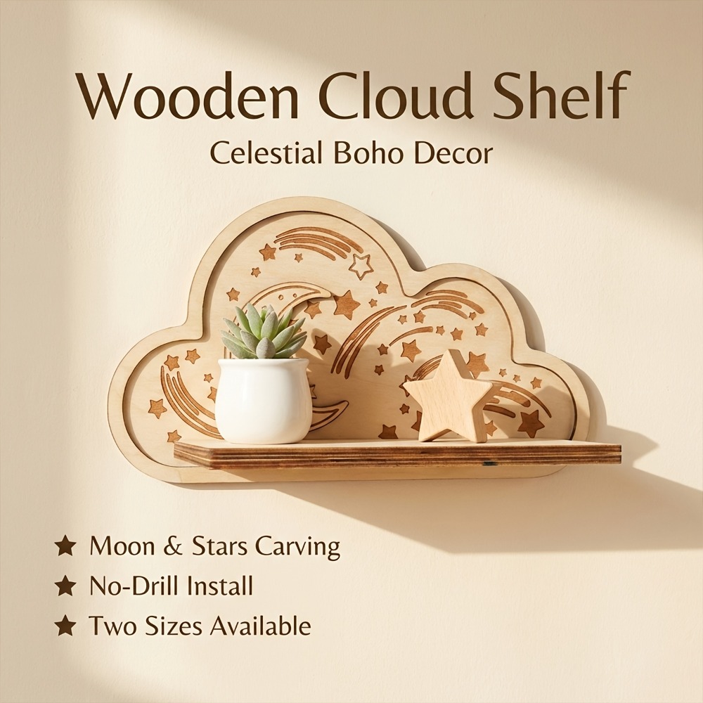 Wooden Cloud Wall Shelf Star M - đánh giá và giá Baby Nursery Hooks