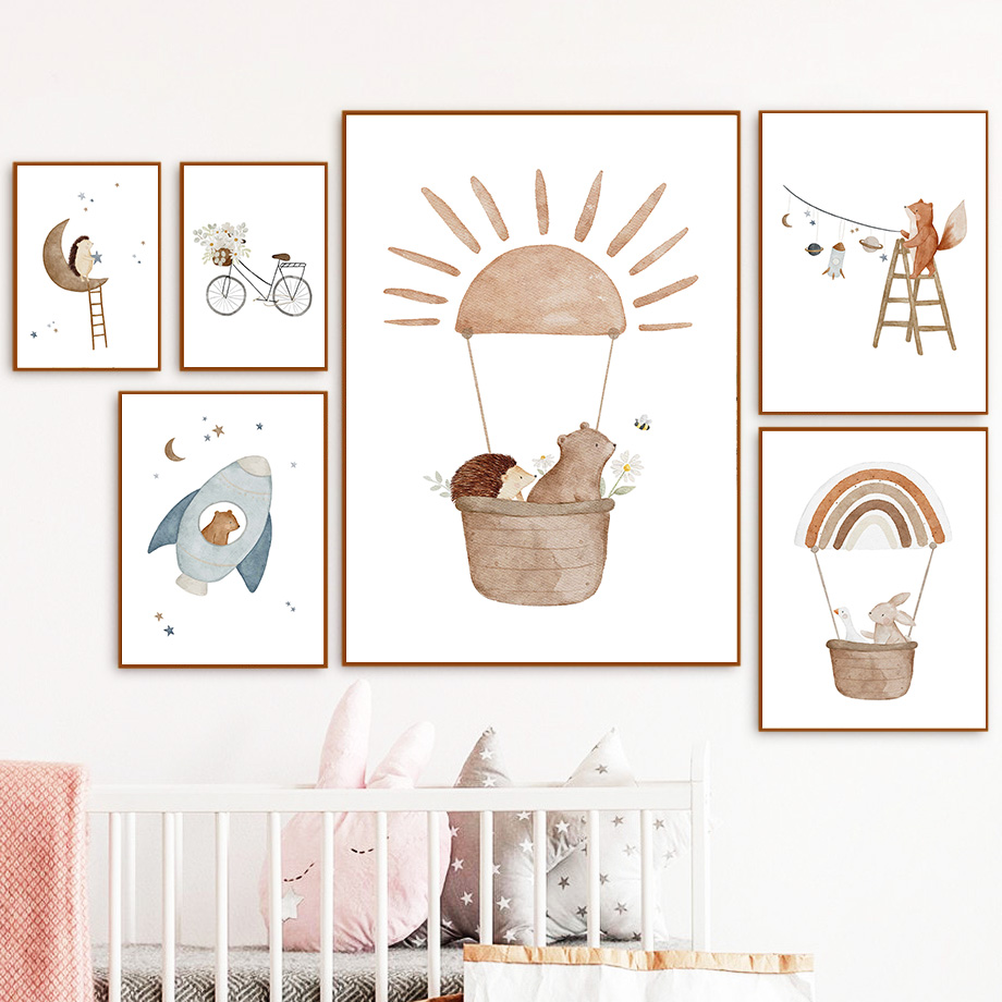 Cartoon Animals Nursery Wall A - đánh giá và giá Baby Nursery Murals