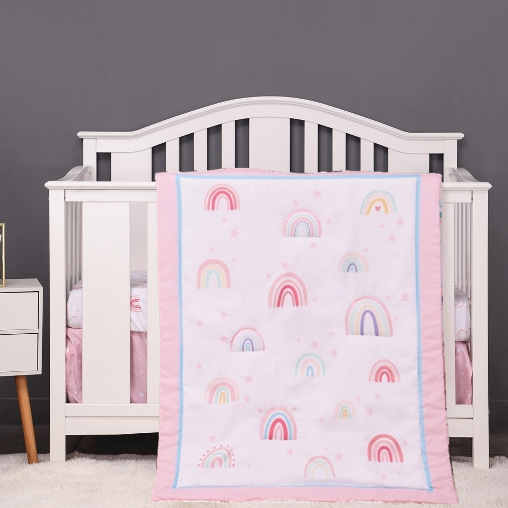 3Pcs Rainbow Baby Infant Crib  - đánh giá và giá Baby Nursery Bedding